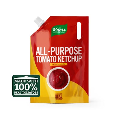 Knorr Professional All-Purpose Tomato Ketchup (4x4kg) - Knorr All Purpose Ketchup is made with 100% real tomatoes for rich colour and bold flavour.